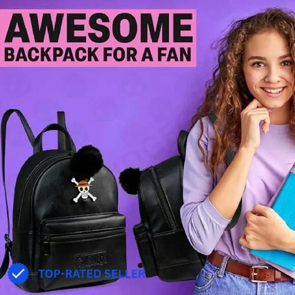 Faux Leather Mini Backpack Anime Daypack Adjustable Straps  display picture 2